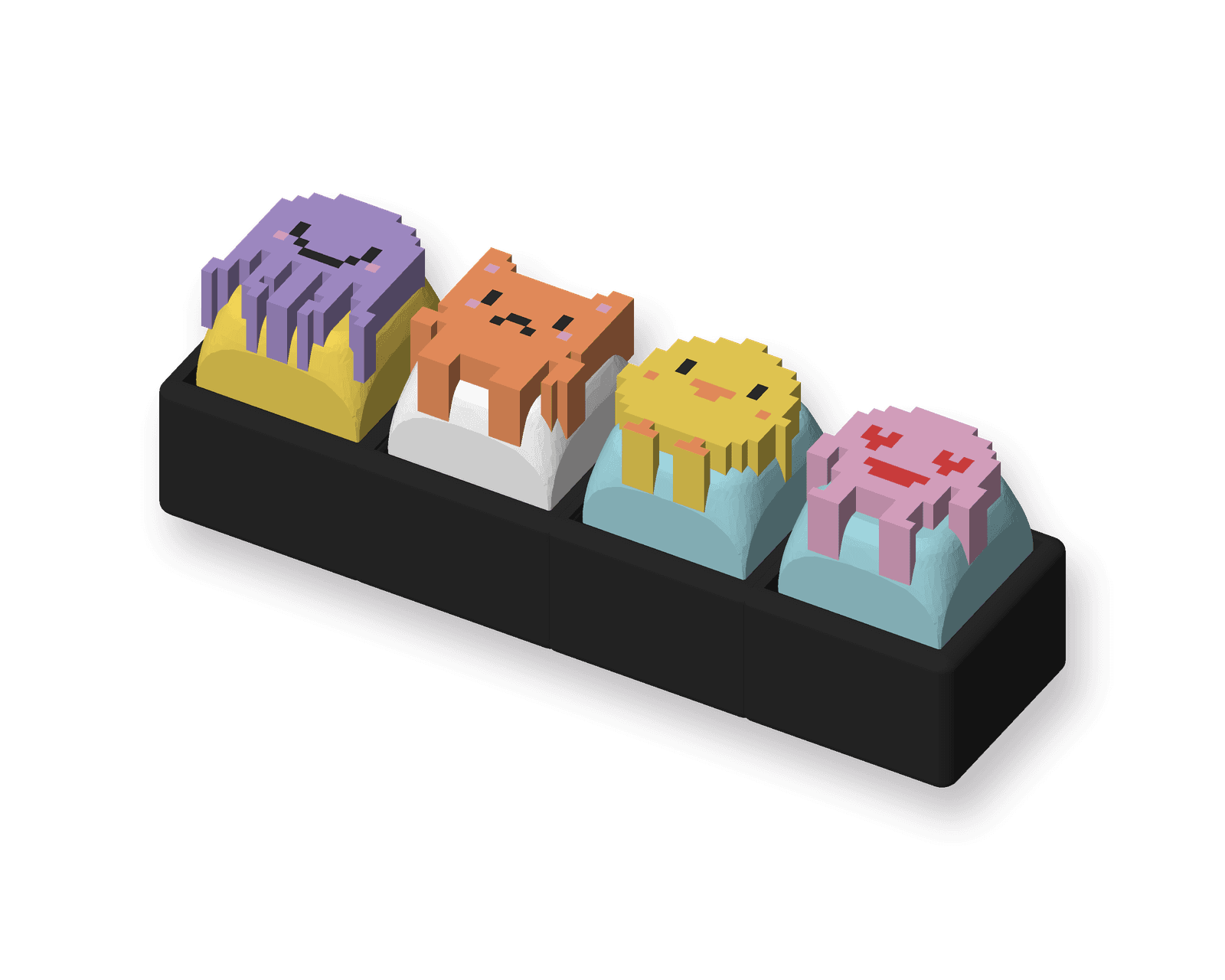 A Charcoal 1×4 clicker with Inky, Kit, Peep and Lovey critters on its four keys
