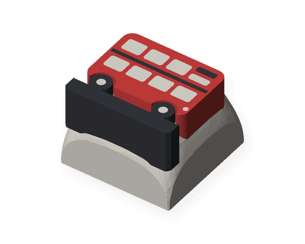 The London Bus London keycap, a red double-decker on an Ivory White keycap