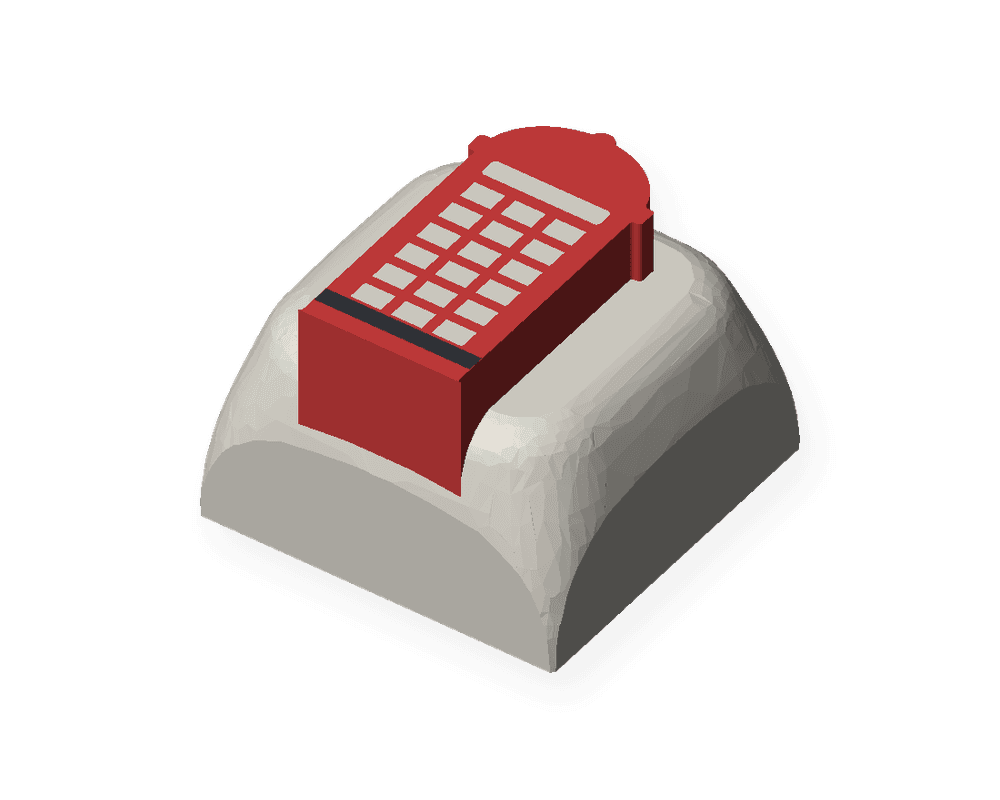 The Phone Box London keycap, a red phone box on an Ivory White keycap